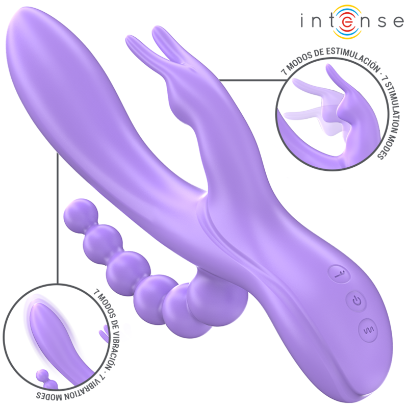 INTENSE - MIKO TRIPLE VIBRATEUR LAPIN STIMULATEUR ANAL 7 VIBRATIONS VIOLET – Image 2