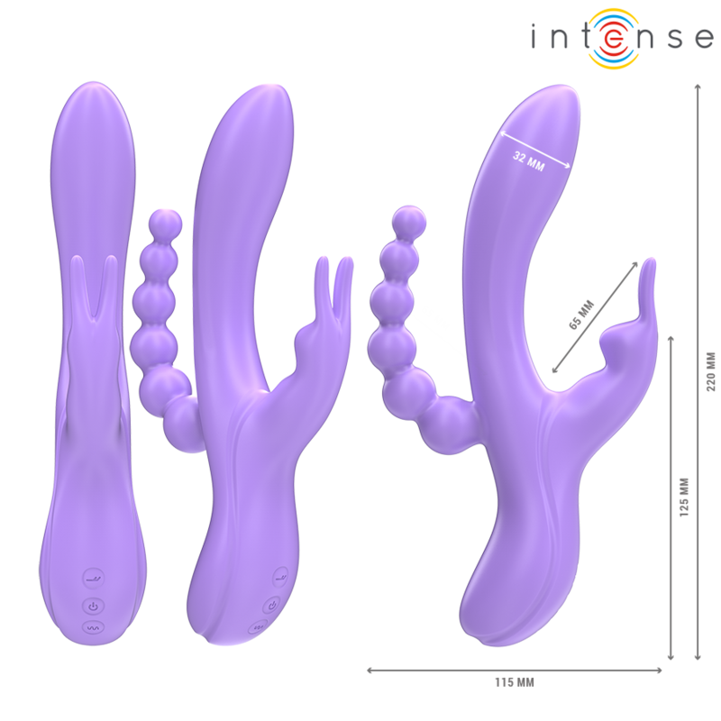 INTENSE - MIKO TRIPLE VIBRATEUR LAPIN STIMULATEUR ANAL 7 VIBRATIONS VIOLET – Image 3