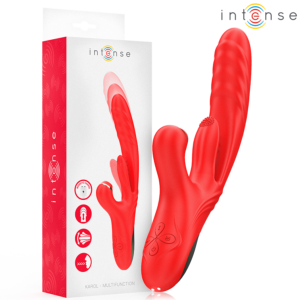 INTENSE - KAROL VIBRATEUR MULTIFONCTION POUSSÉE  STIMULATION  ONDES STIMULANTES ROUGE