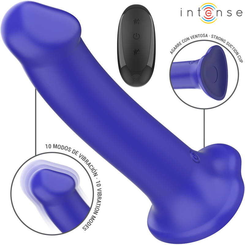 INTENSE - VICTORIA VIBRATEUR AVEC VENTOUSE 10 VIBRATIONS BLEU FONCÉ TÉLÉCOMMANDE – Image 2