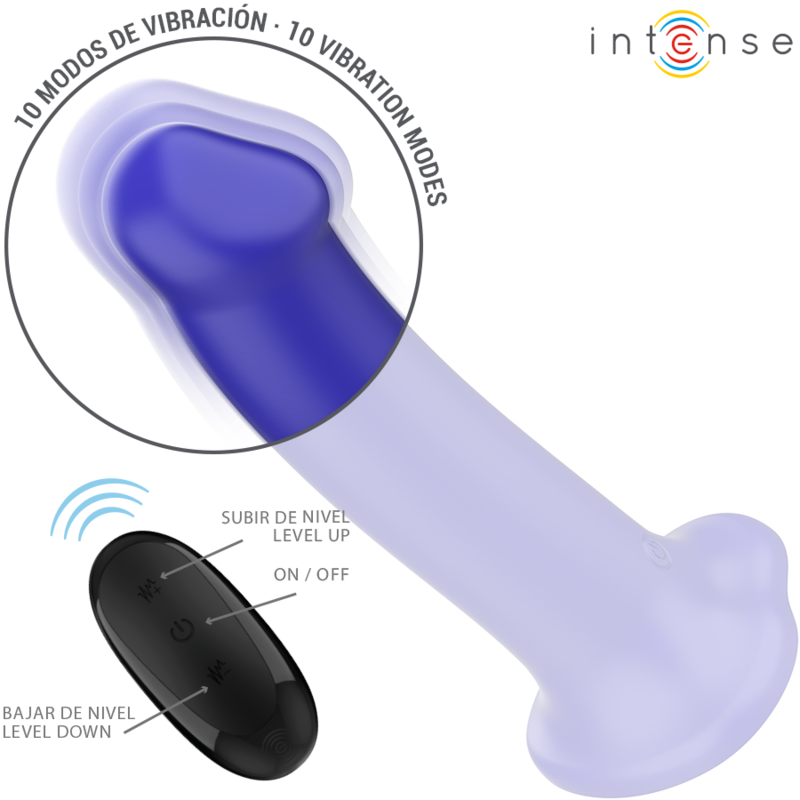 INTENSE - VICTORIA VIBRATEUR AVEC VENTOUSE 10 VIBRATIONS BLEU FONCÉ TÉLÉCOMMANDE – Image 4