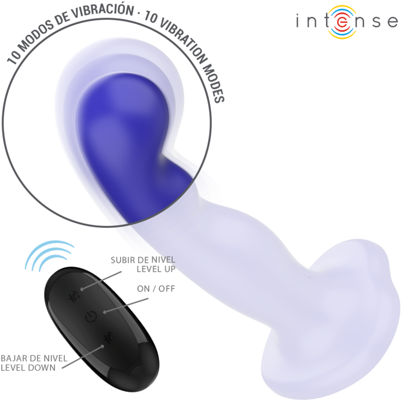 INTENSE - SHORTY VIBRATEUR AVEC VENTOUSE TÉLÉCOMMANDE BLEUE – Image 4