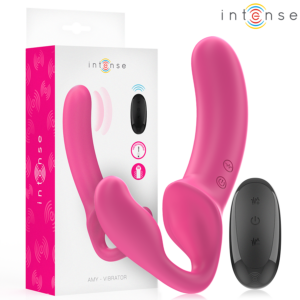 INTENSE - AMY DOUBLE VIBRATEUR 20 CM ROSE TÉLÉCOMMANDE
