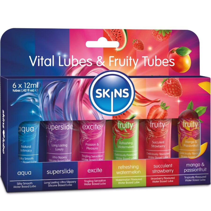 KIT DE LUBRIFIANTS VITAL  FRUITY POUR LA PEAU - 6 x 12 ML