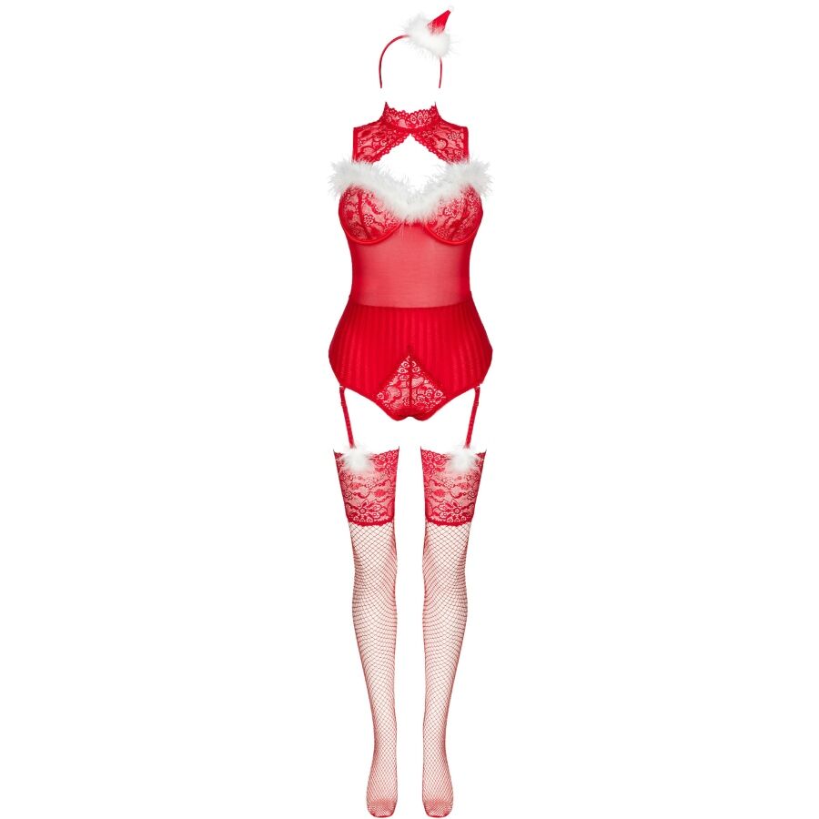 LIVCO CORSETTI FASHION - LIMPID SNOWFLAKES LC 90604 BODY + MEDIAS + DIADEMA NAVIDEÑA S/M – Image 3