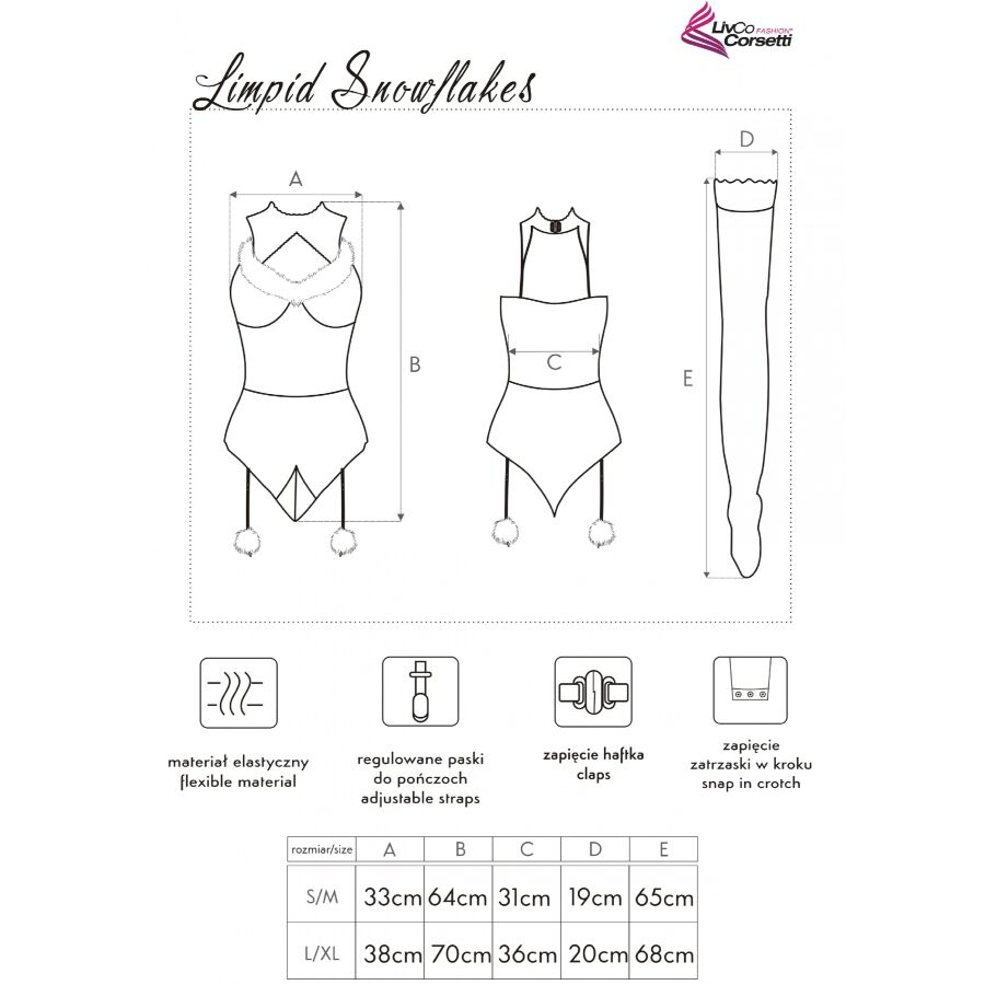 LIVCO CORSETTI FASHION - LIMPID SNOWFLAKES LC 90604 BODY + MEDIAS + DIADEMA NAVIDEÑA S/M – Image 5