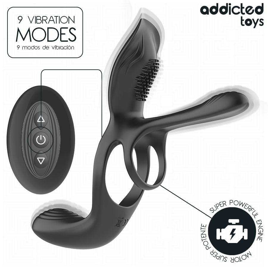 ADDICTED TOYS - ANNEAU DOUBLE PÉNIS AVEC STIMULATEUR CLITORIAL – Image 2