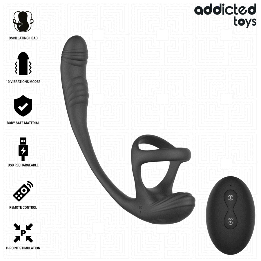 ADDICTED TOYS - PLUG ANAL AVEC VIBRATION, ONDULATION À 360° ET STIMULATEUR DE TESTICULES – Image 2