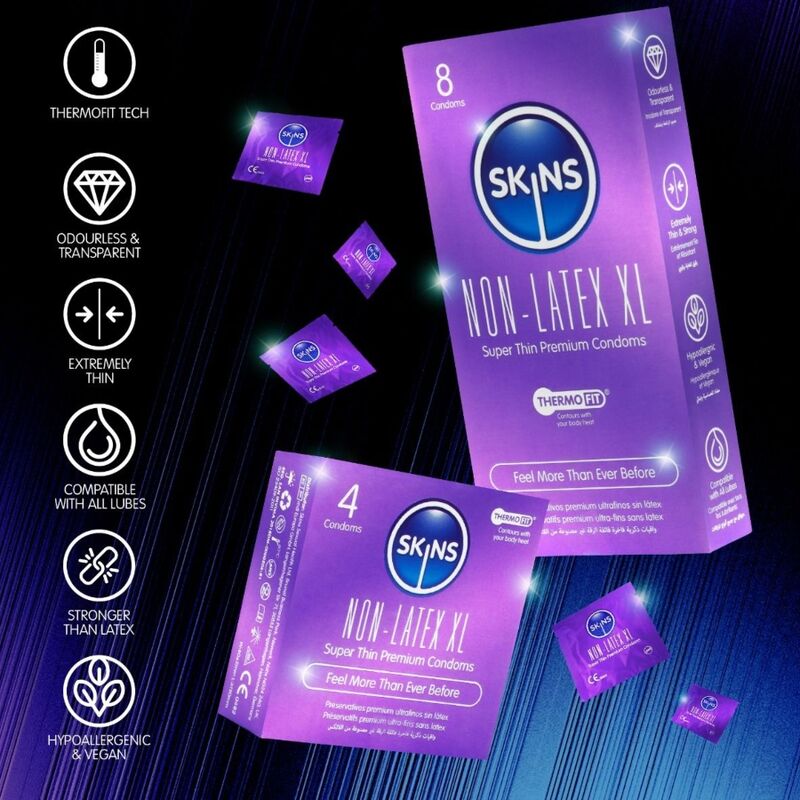 SKINS - PRÉSERVATIFS SANS LATEX, PAQUET DE 4, FORMAT XL – Image 3