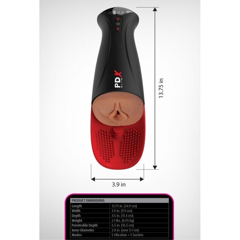 PDX ELITE - FAP-O-MATIC PRO XL, masturbateur vibrant automatique, marron, 34,9 cm – Image 5