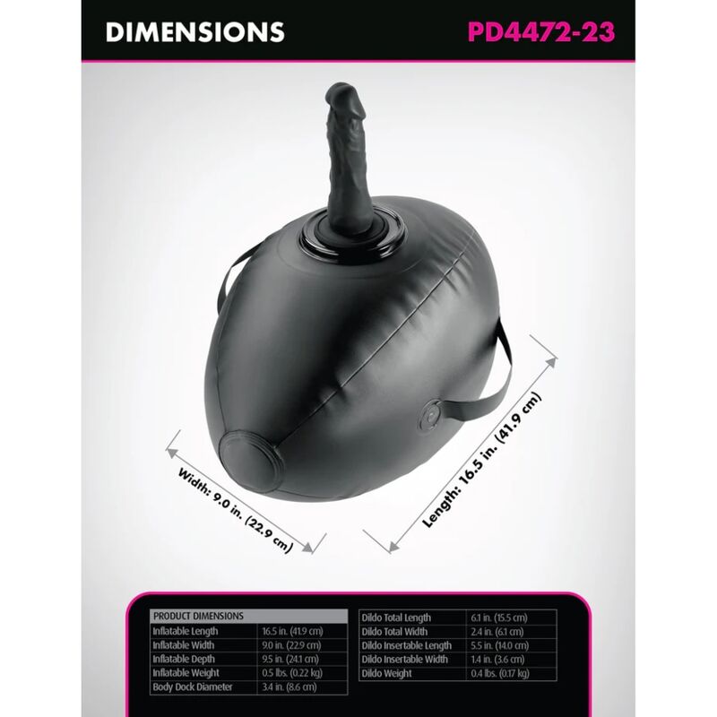 FETISH FANTASY SERIES - BODY DOCK BOULE GONFLABLE AVEC GODEMICHET NOIR 41,9 CM – Image 5