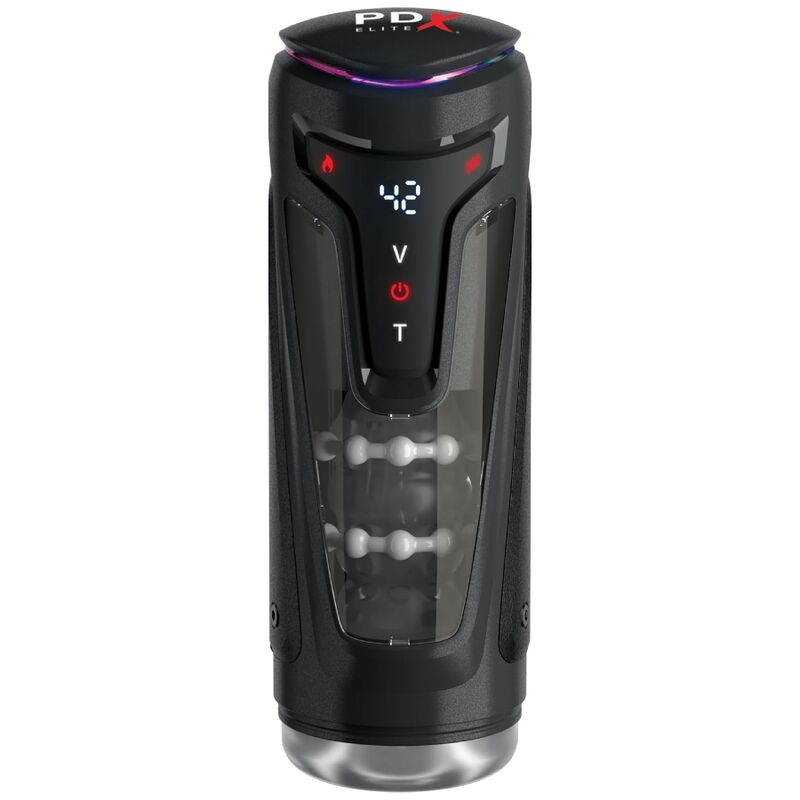 PDX ELITE - MOTO-BATOR PRO MASTURBATEUR À POUSSE AUTOMATIQUE VIBRANT ET CHAUFFANT 26,5 CM – Image 2