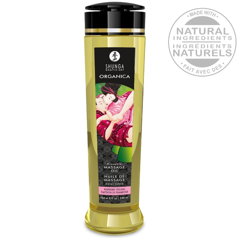 SHUNGA - HUILE DE MASSAGE BIO À LA FRAMBOISE 240 ML – Image 2