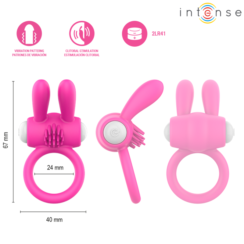Intense - Anneau Pénis Vibrant Hopps Avec Stimulation Clitoriale Rose 4 INTENSE - ANNEAU PÉNIS VIBRANT HOPPS AVEC STIMULATION CLITORIALE ROSE – Image 4