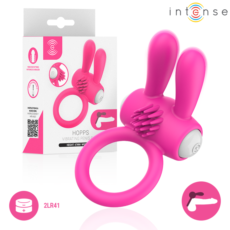 Intense Hopps – anneau pénien vibrant rose avec stimulation clitoridienne