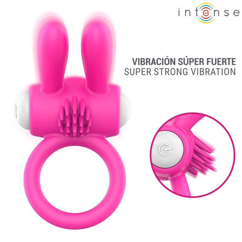 Intense - Anneau Pénis Vibrant Hopps Avec Stimulation Clitoriale Rose 3 INTENSE - ANNEAU PÉNIS VIBRANT HOPPS AVEC STIMULATION CLITORIALE ROSE – Image 3