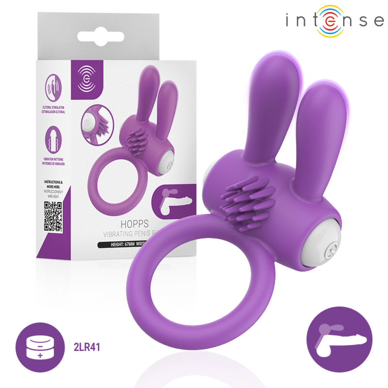 Intense Hopps – anneau pénien vibrant violet avec stimulation clitoridienne