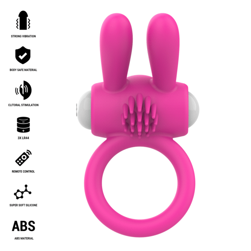 Intense - Anneau Pénis Vibrant Hopps Avec Stimulation Clitoriale Rose 2 INTENSE - ANNEAU PÉNIS VIBRANT HOPPS AVEC STIMULATION CLITORIALE ROSE – Image 2