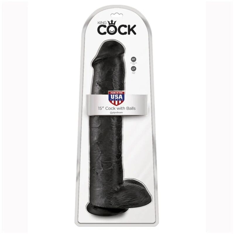 KING COCK - GODEMICHET RÉALISTE AVEC TESTICULES 38 CM NOIR – Image 5