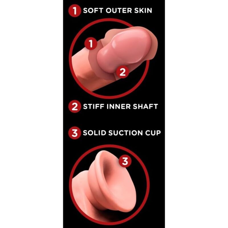 KING COCK PLUS - GODEMICHET RÉALISTE TRIPLE DENSITÉ AVEC TESTICULES MOBILES 23 CM CHAIR – Image 5