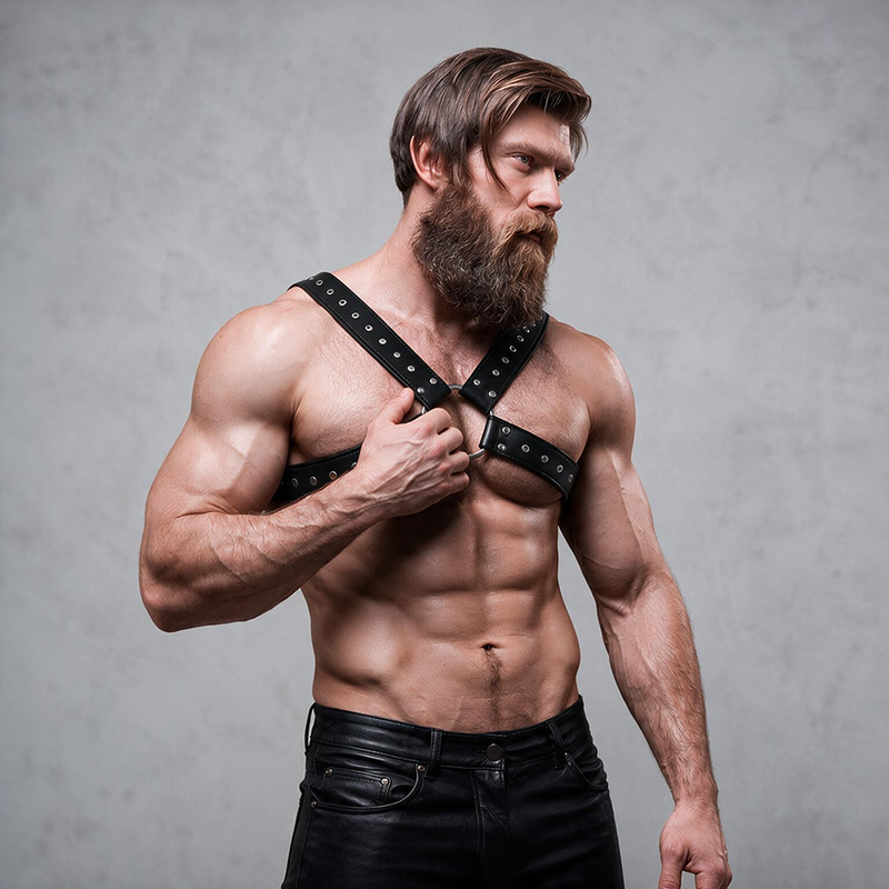 Fetish Submissive Attitude - Harnais De Poitrine Croisé En Éco-Cuir Pour Hommes Avec Clous 3 FETISH SUBMISSIVE ATTITUDE - HARNAIS DE POITRINE CROISÉ EN ÉCO-CUIR POUR HOMMES AVEC CLOUS – Image 3