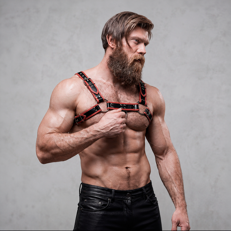 Fetish Submissive Attitude - Harnais De Poitrine En Éco-Cuir Pour Homme Noir/Rouge 3 FETISH SUBMISSIVE ATTITUDE - HARNAIS DE POITRINE EN ÉCO-CUIR POUR HOMME NOIR/ROUGE – Image 3
