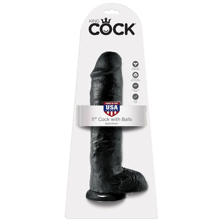 KING COCK - GODE NOIR AVEC BOULES 28 CM – Image 5