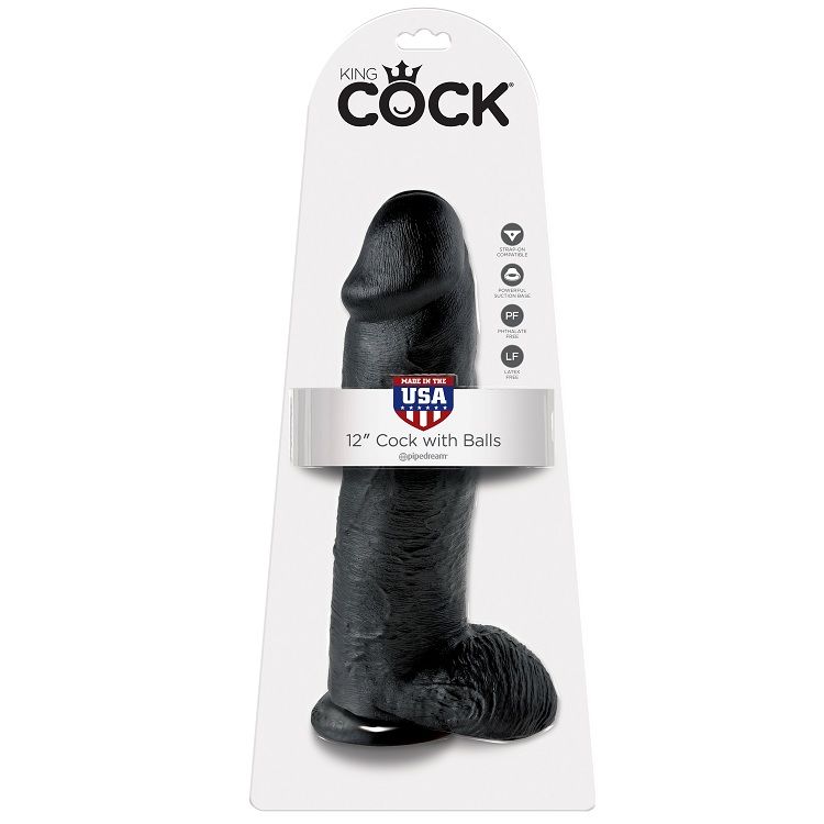 KING COCK - GODE NOIR AVEC BOULES 30.48 CM – Image 5