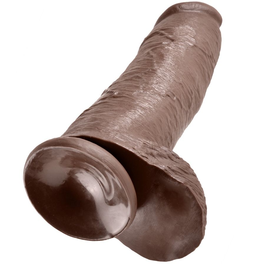 King Cock - Gode Marron Avec Boules 30.48 Cm 4 KING COCK - GODE MARRON AVEC BOULES 30.48 CM – Image 4