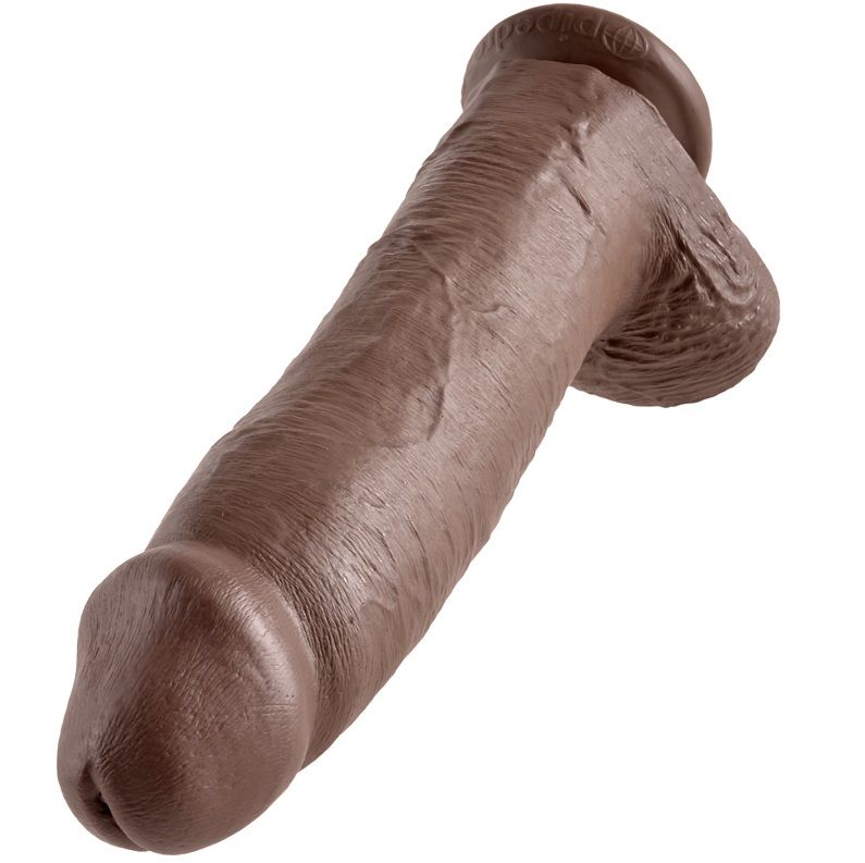 King Cock - Gode Marron Avec Boules 30.48 Cm 3 KING COCK - GODE MARRON AVEC BOULES 30.48 CM – Image 3