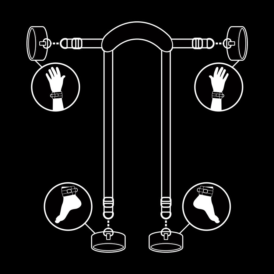 FETISH SUBMISSIVE - POSITION MAÎTRE AVEC 4 MENOTTES DOUBLÉES DE NOPRÈNE – Image 4