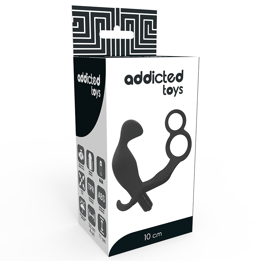 ADDICTED TOYS - PLUG ANAL AVEC DOUBLE ANNEAU PÉNIS ET TESTICULES NOIR – Image 4